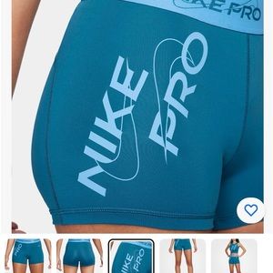Nike Women’s Pro Dri-FIT Mid-Rise 3" Graphic Blue Training Shorts Size XXL
